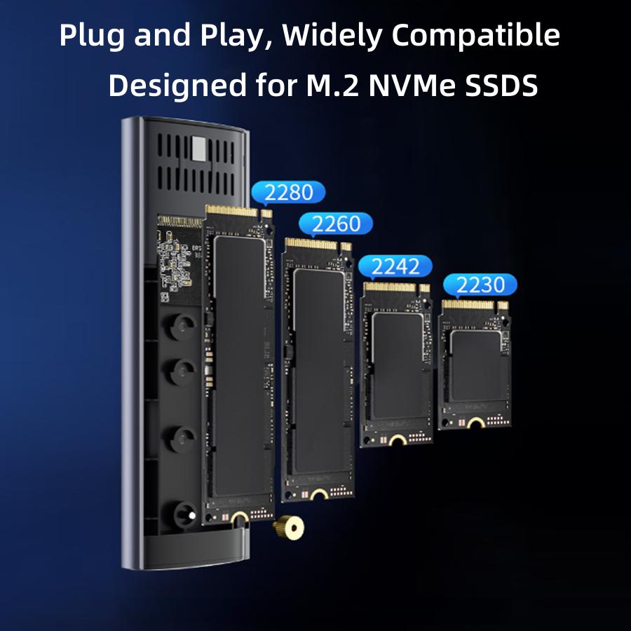 Xiaomi Корпус для M.2 NVMe SSD в алюминиевом корпусе, USB C 3.1 Gen2 10 Гбит/с, Внешний бокс для NVMe PCIe M2 SSD 2230/2242/2260/2280