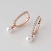 Fashion Pearl Cubic Ring One-Touch Earrings