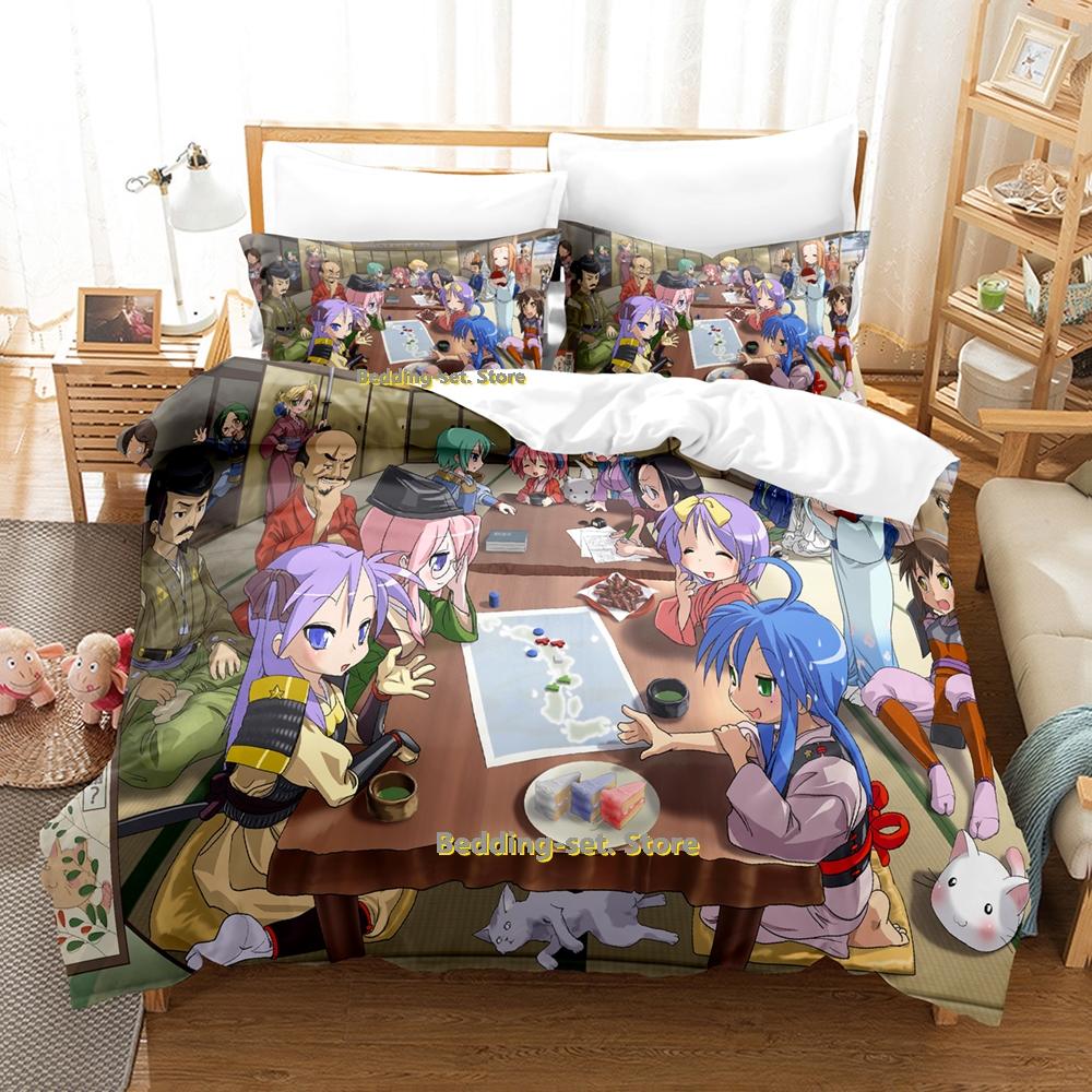 Комплект постельного белья Lucky Star Коната Односпальный Полуторный Двуспальный Квинсайз Кингсайз Комплект для кровати Взрослая спальня Комплекты пододеяльников Аниме Комплект простыней