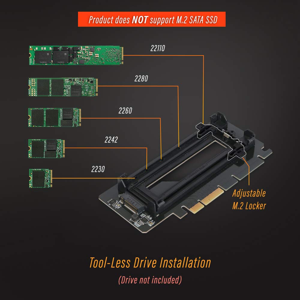 Адаптер и радиатор ICY DOCK NVMe SSD PCIe x4 32 Гбит/с SSD в слот PCI e MB987M2P-2B M.2 3.0 m.2