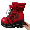 Women's 2022 Pink Wedge Heel Martin Boots with Thick Sole - Plus Size, European & American Fashion Short Boots