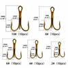 50PCS High Carbon Steel Treble Hook Set Round Bend Three Anchor Hook  Saltwater Environments