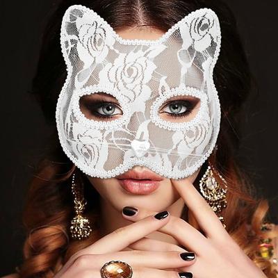 Аксессуары для костюма Женская кружевная маска Маска с изображением кошки Аксессуары для костюмированной вечеринки Хэллоуин