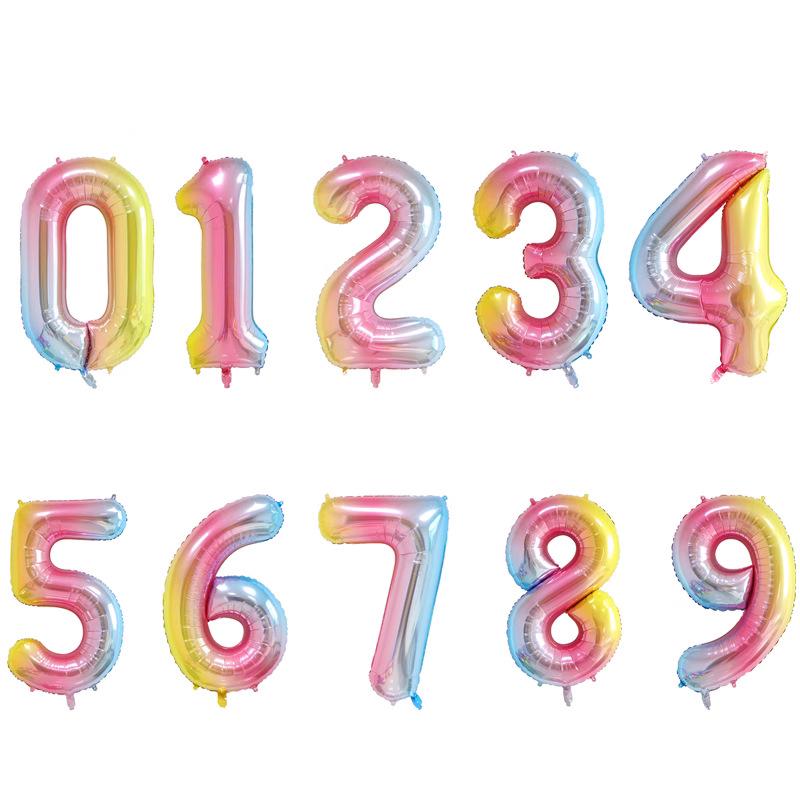 32-дюймовые градиентные цветные цифровые шары для украшения детского дня рождения