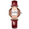 Diamond Cut Dial Women's Watch Distinctive Leather Business Watch Wedding Party Bracelet Watch Quartz Clock Ladies