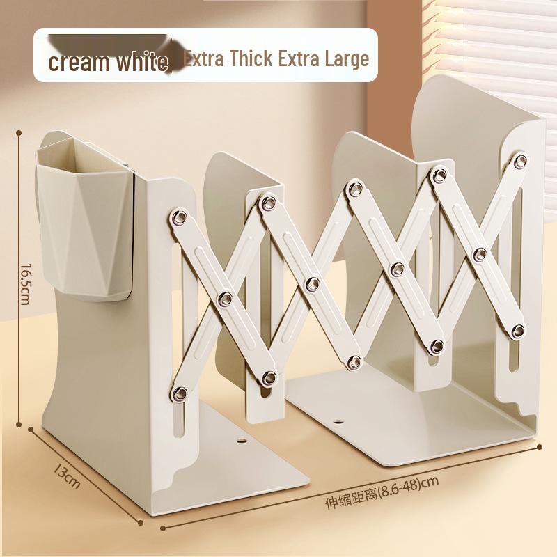 Integrated Desktop Book and Pen Holder: Folding Bookshelf with Student Baffle Clip