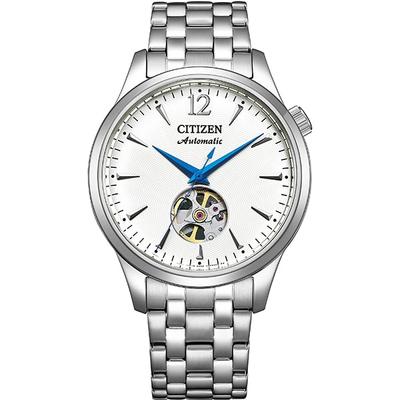 Мужская NH9131-73A ( Часы CITIZEN COLLECTION Механические Open Heart) Круглые часы, серебро