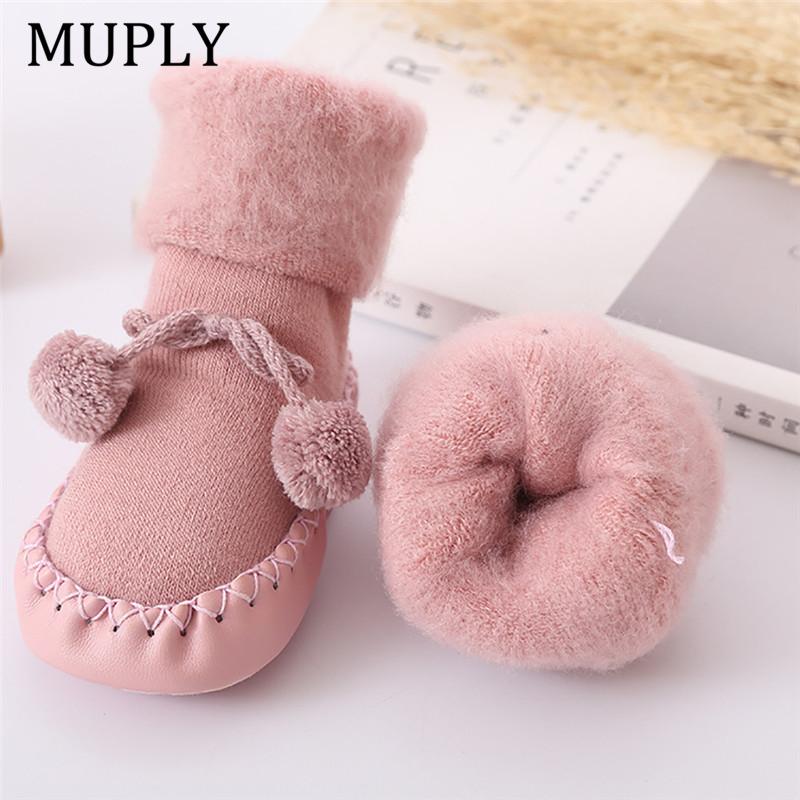 Зимние детские носки Носки для девочек и мальчиков Chaussette Младенцы Хлопковые детские гетры Детские носки-тапочки Противоскользящие детские носки для малышей