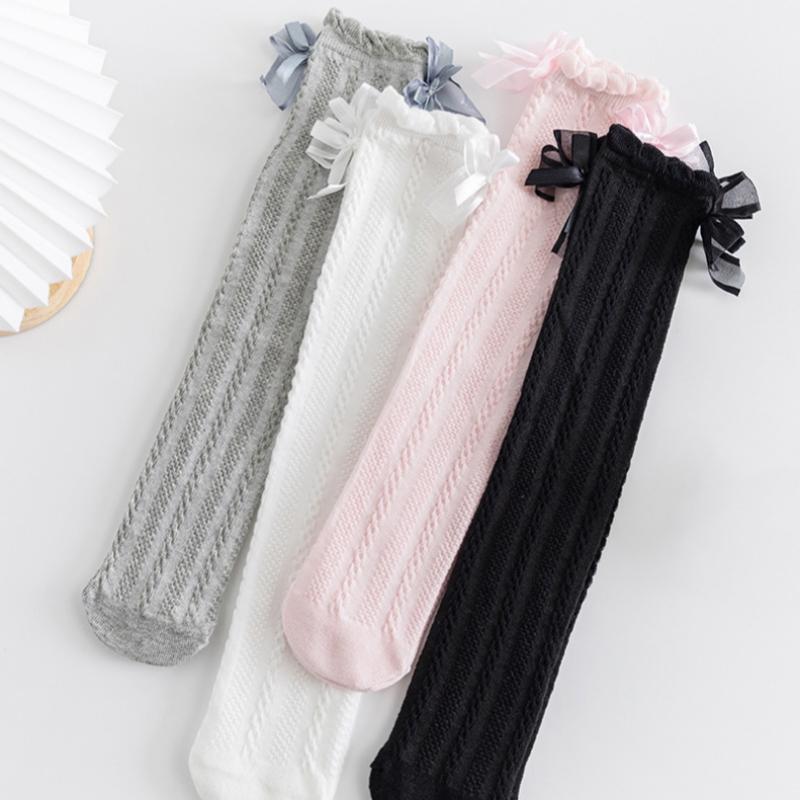 Летние носки выше колена для девочек, детские сетчатые дышащие длинные носки в японском стиле для принцессы