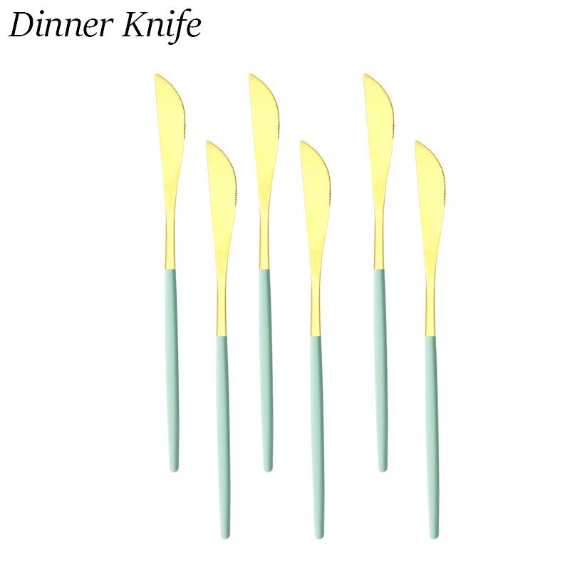 Набор столовых приборов из нержавеющей стали, золотой, зеленый, набор столовой посуды, обеденный нож, вилки, ложка, зеркало, набор столовых приборов, кухонная посуда для семейного отеля