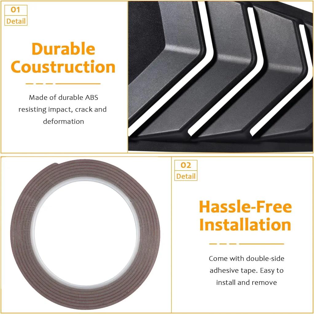 For Ford Mustang 2015-2020 Car Rear Louver Window Side Shutter Cover Trim Sticker Vent Scoop ABS Carbon Fiber Black Accessories