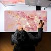 XXL Pink Gold Foil Marble Gaming Large Mouse Pad Abstract Liquid Desk Mat Non-Slip Rubber Stitched Edges Keyboard Mat for Gamer