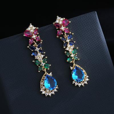 Серьги из французского ретро-зеленого циркония, серьги класса люкс для женщин