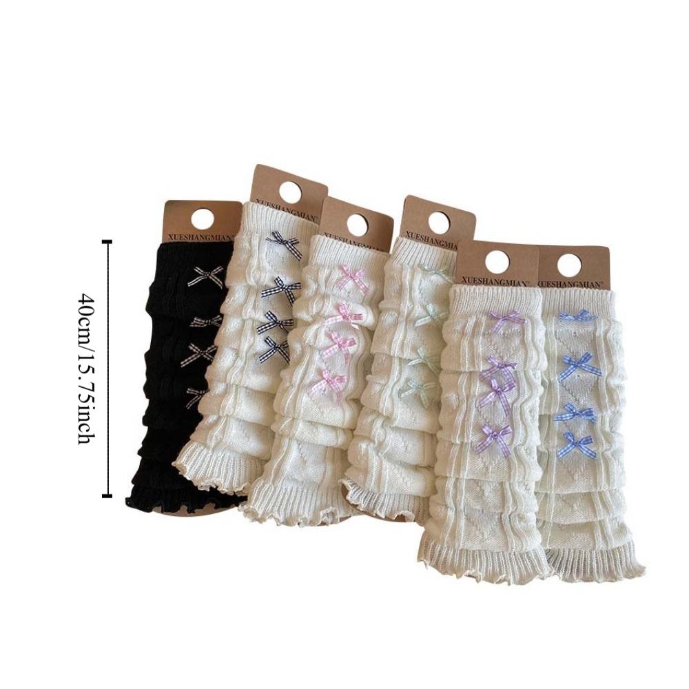 Сладкие детские гетры в корейском стиле Харадзюку JK Вязаные гетры Шерстяные носки в клетку с бантом Осень/Зима