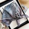 Cotton and linen geometric polka dots retro printed silk scarf women's square scarf high-end shawl sunscreen neck scarf headscarf scarf