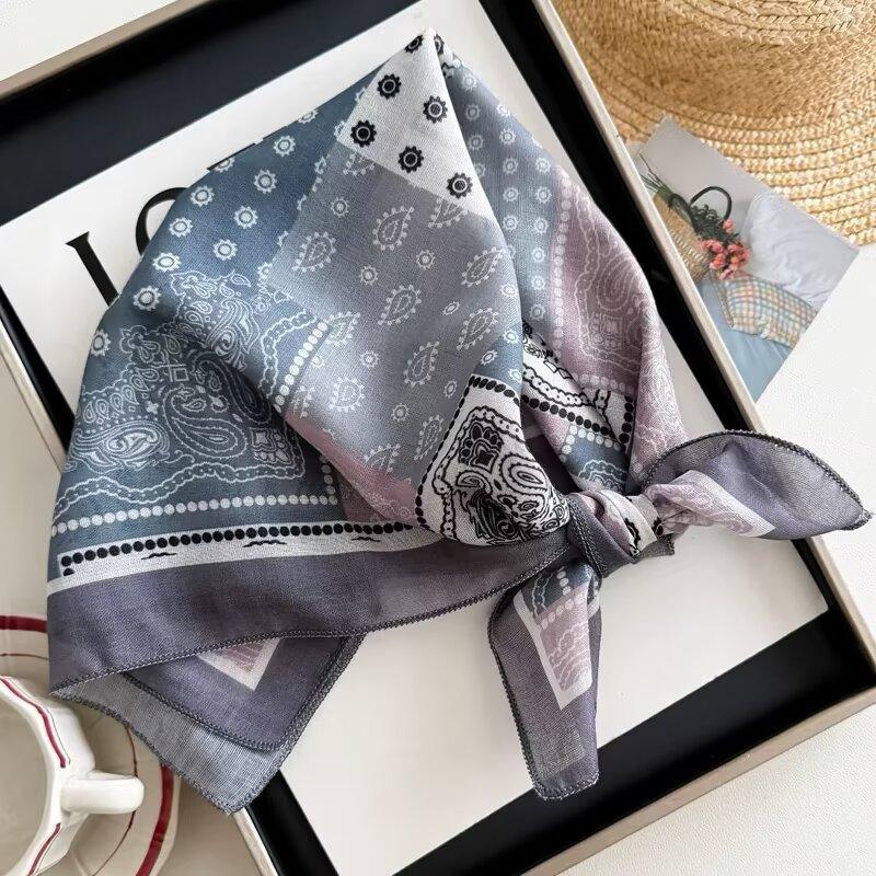 French polka dot hair accessories flower cotton and linen silk scarf square scarf high-end sunscreen neck scarf headscarf scarf