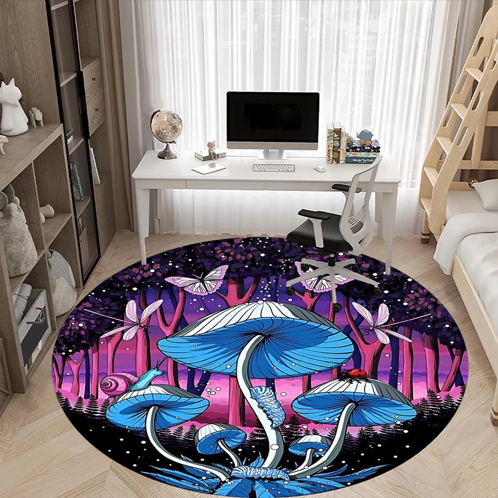 1PC Fantasy Forest Office Round Area Rug, Mat Suitable For Office, Under Office Chairs Bedroom Living Room Home Decor, Room Deco