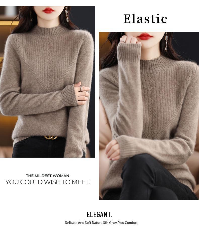 Women's 2023 New Fashion Wool Sweater - Spring & Autumn Solid Color Loose Knitwear