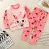 Winter Kids Long Sleeve O Neck T Shirt Pants Set Casual Baggy 2pcs Suit Cotton Cartoon Printes Outfit