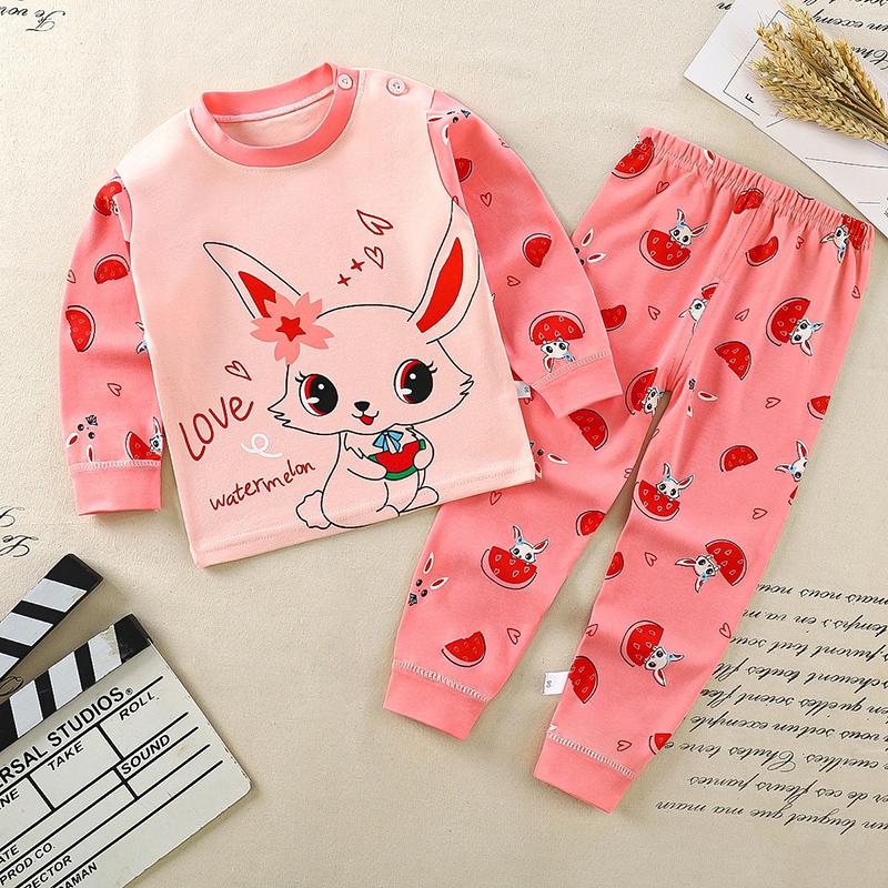Winter Kids Long Sleeve O Neck T Shirt Pants Set Casual Baggy 2pcs Suit Cotton Cartoon Printes Outfit