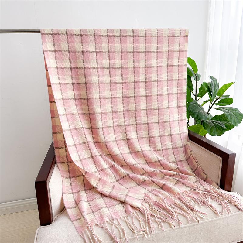 2024 Autumn And Winter Imitation Cashmere Scarf Solid Color Fashionable Versatile Warm Shawl Tassel Scarf