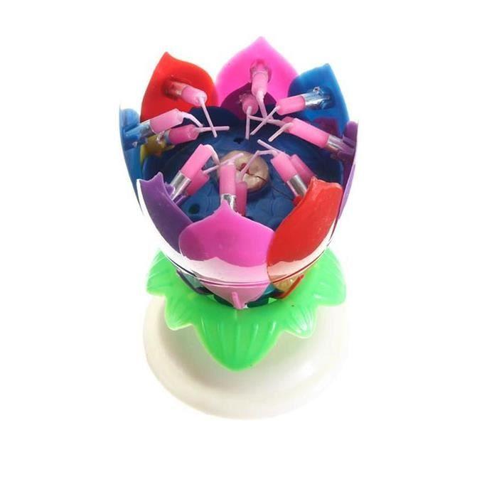 Bougie d'Anniversaire - SHOP-STORY - Fleur Musicale Tournante - Multicouleur - Décoration de Gâteau - Intérieur