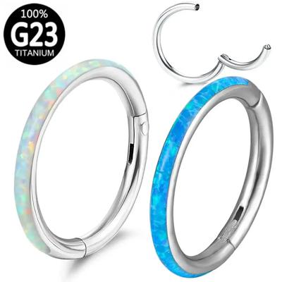 Титан G23 Фронтальное Опаловое Кольцо для Носа 6 мм - 12 мм Септум Кликер Шарнирное Кольцо Хрящ Уха Трагус Пирсинг Губы