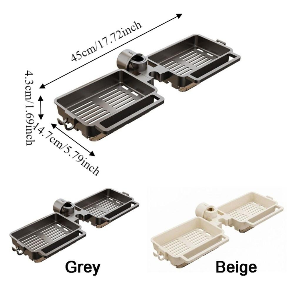 Plastic Sink Drain Rack Hanging Large Capacity Sink Faucet Organizer Adjustable Space Saving Soap Drainer Bathroom