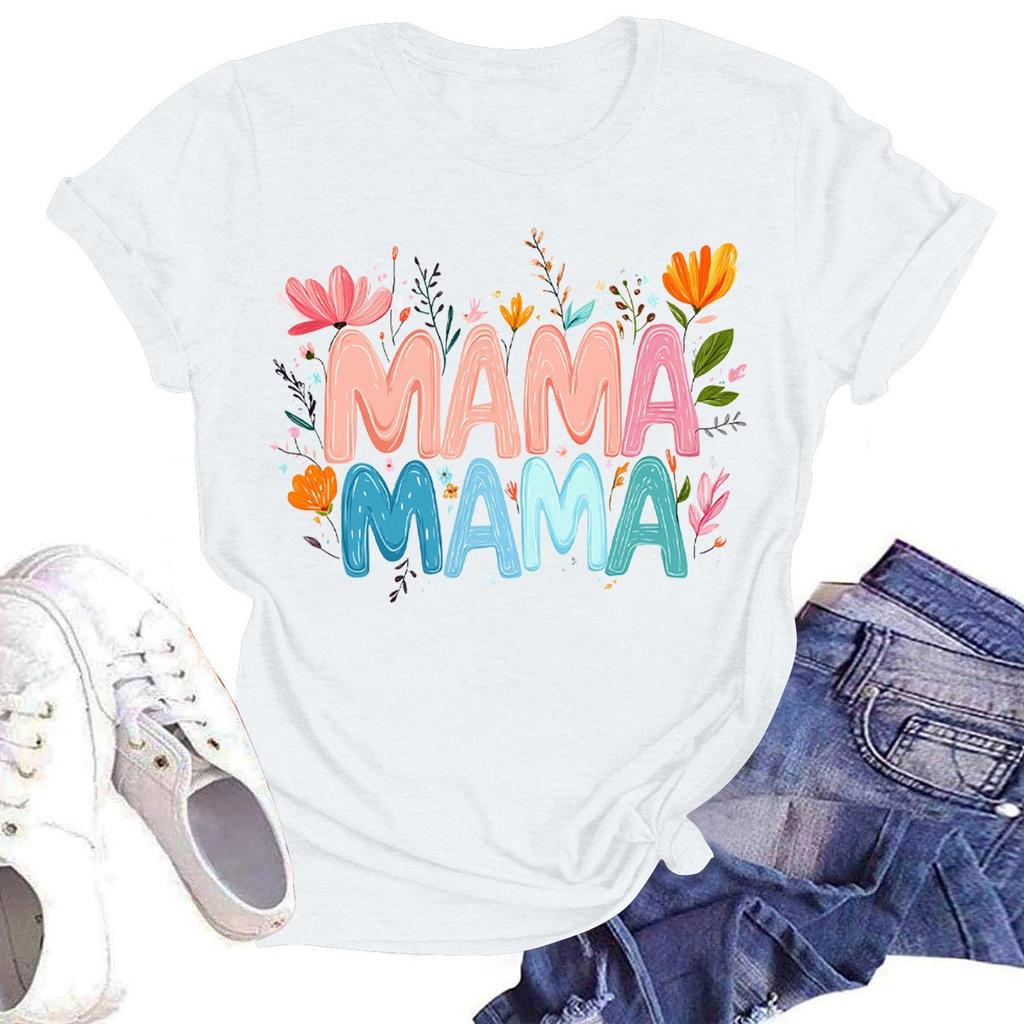 Женская повседневная футболка с круглым вырезом и короткими рукавами с принтом