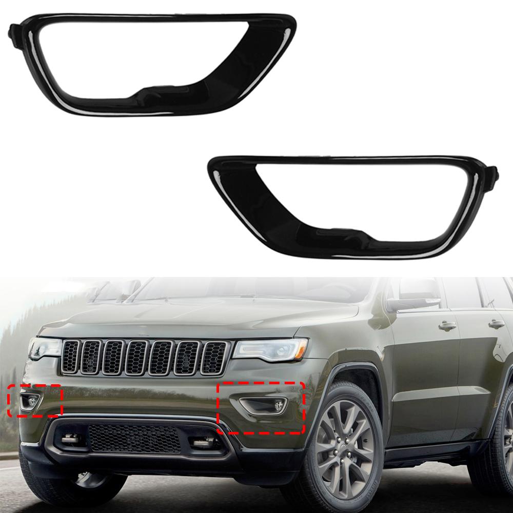 Black Front Fog Light Cover Fog Lamp Trim For Jeep Grand Cherokee 2017-2021 2019