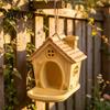 Wild Bird Gift for Gardeners House Shape Hanging Feeder Outdoor Garden Decor, Weatherproof Resin Decorative Station with Large Capacity Tray