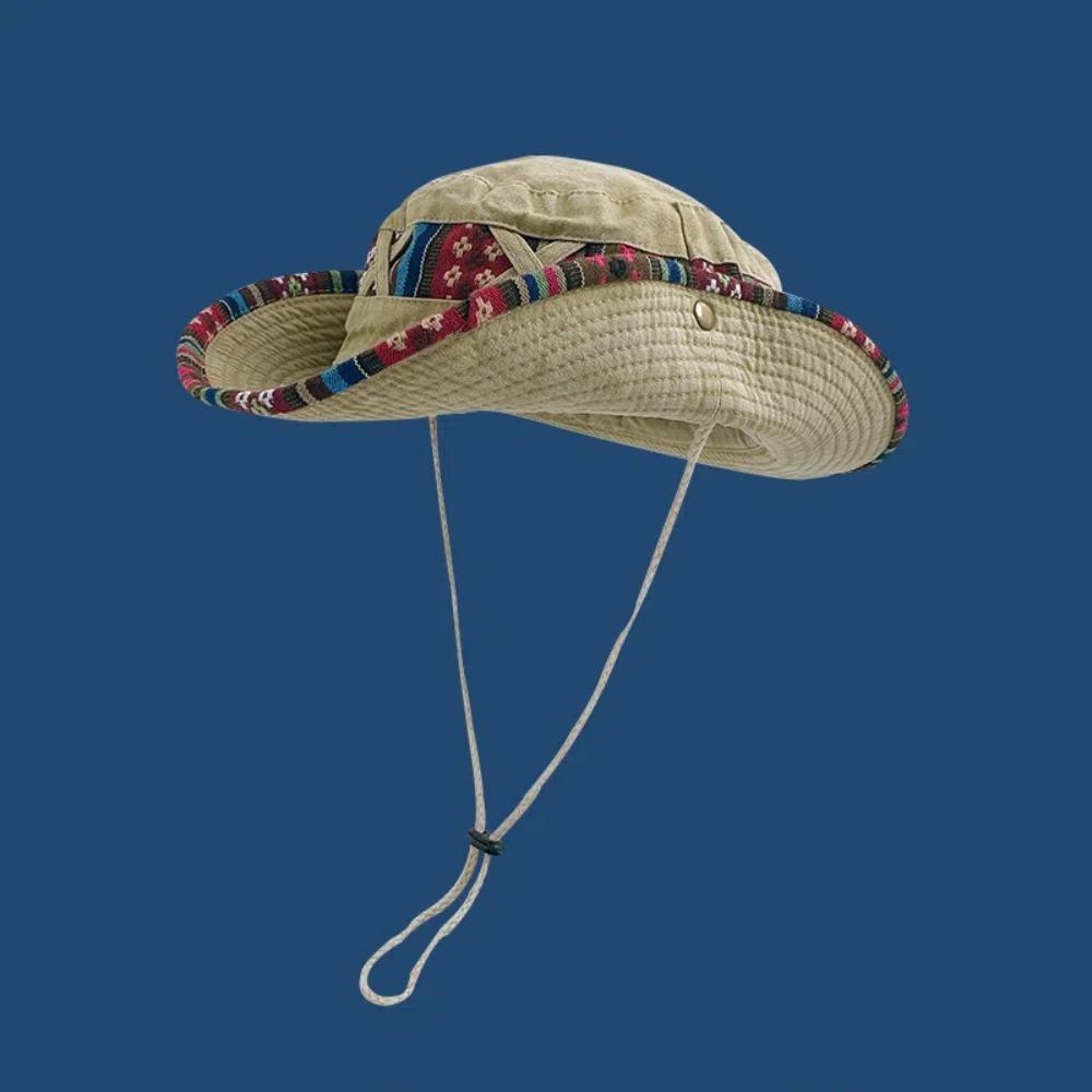 National Wind Western Cowboy Hat Vintage Men Mountaineering Hat Outdoor Anti-uv Bucket Hat Fishing