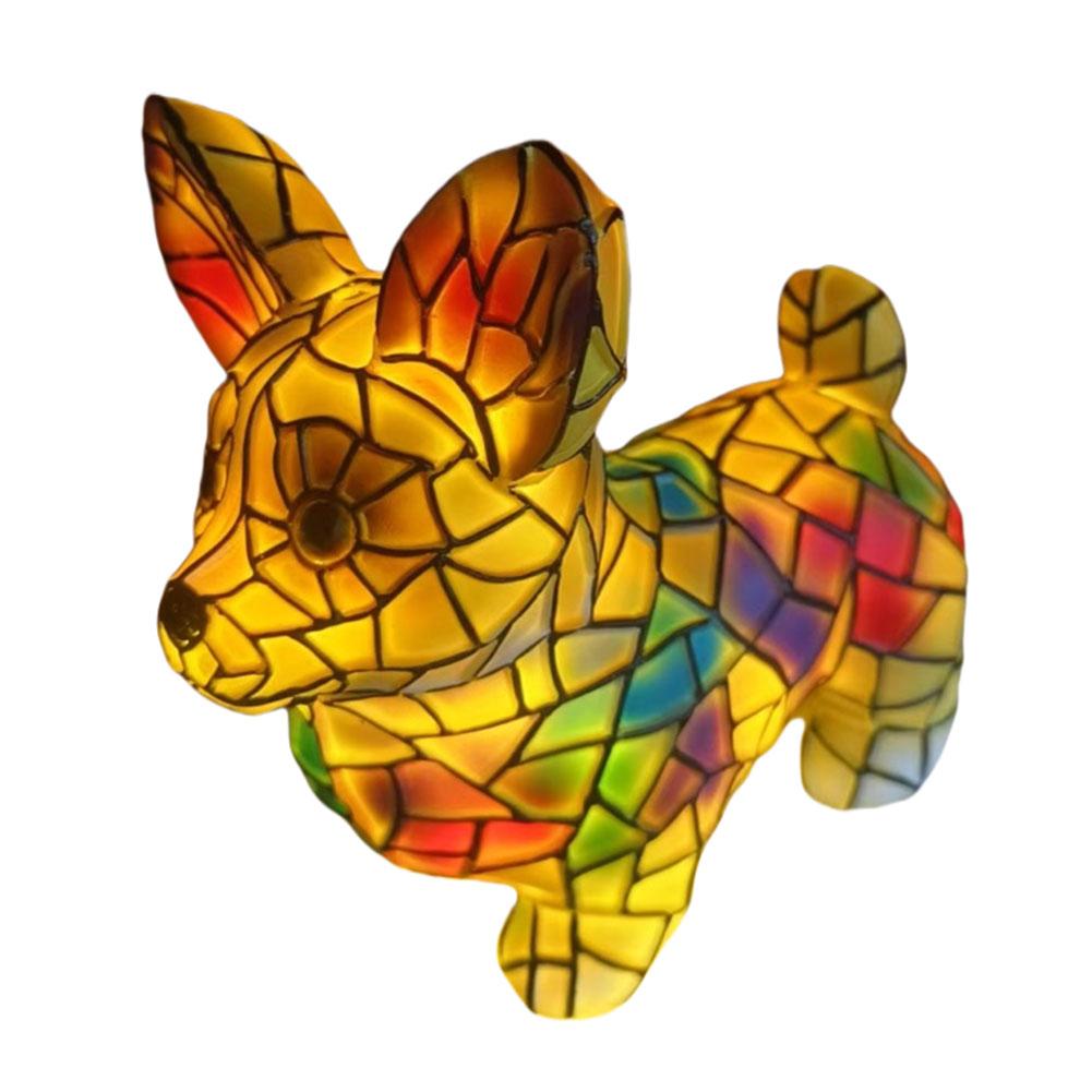 Кошачья лампа Анималистическое искусство Смола Настольная лампа Красочная Винтажная Витражная Французский бульдог Корги Мейн-кун Светодиодный ночник Подарки