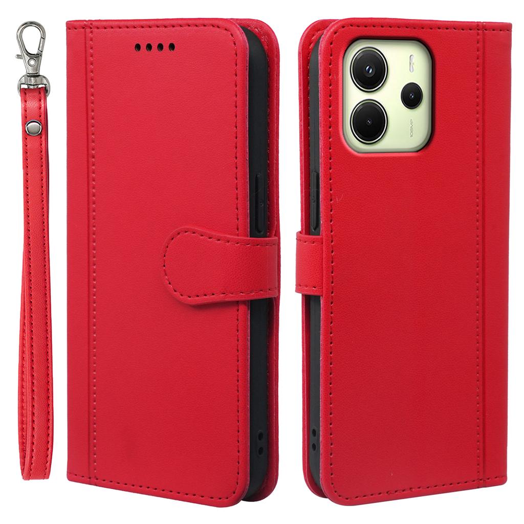 For Xiaomi Redmi Note 14 4G (164.84mm) Wallet Case Magnetic Snap Leather Phone Cover with Strap