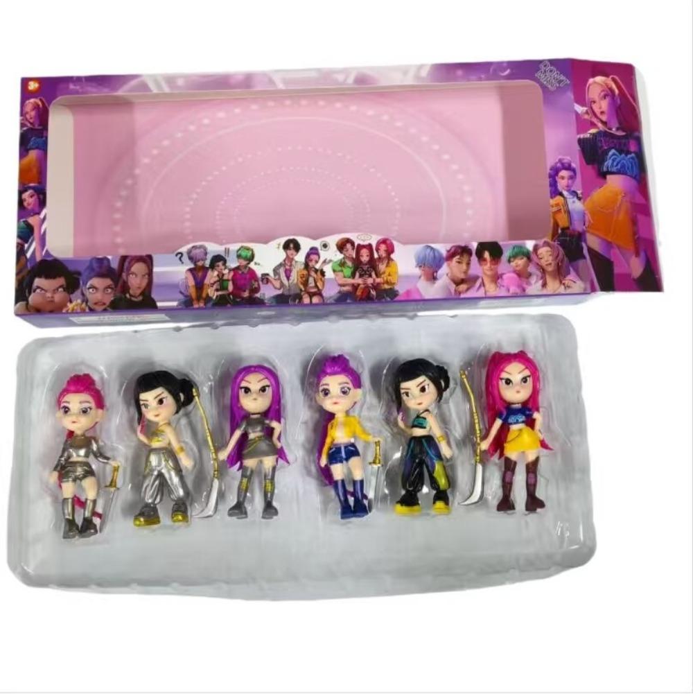 6pcs/Set kpop Demon Hunters Figure Toy Cartoon Rumi/Mira/Zoey Action Figure PVC Desktop Decoration Model Doll Toy Fans Gift