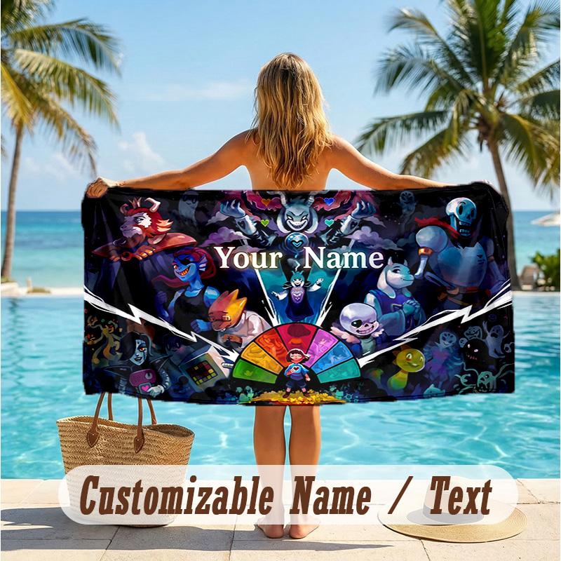 Custom Text Beach Towel, Soft Absorbent Swimming Multi-use TowelUndertale