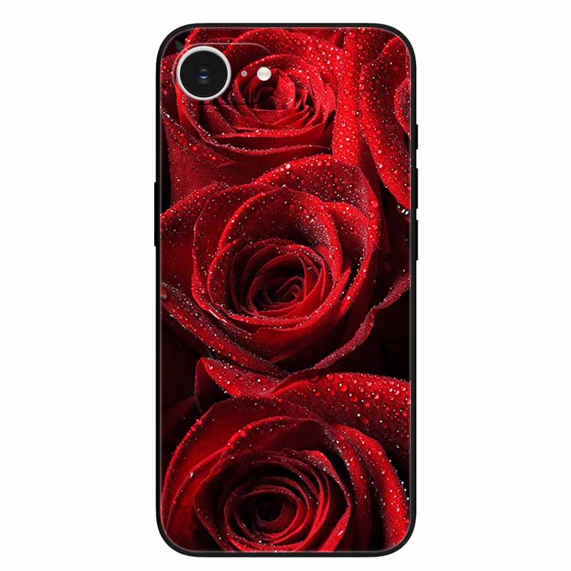 Black Phone Case Cover For Apple iPhone 16e Cases Printed TPU Soft Bumper Shell for iPhone16e 16e 2025 Protection Silicon Covers