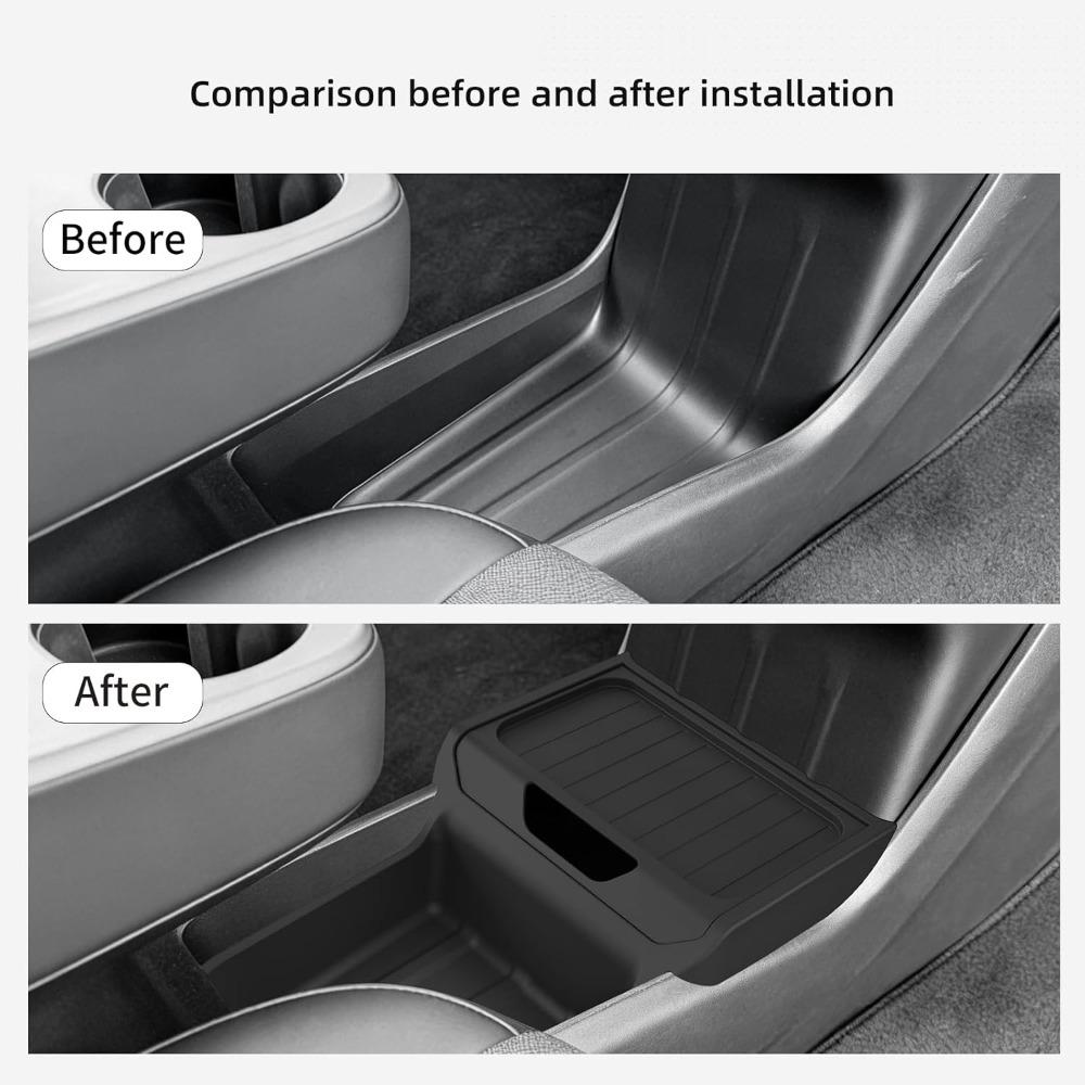 Non-Slip TPE For Tesla Model Y Standard Version 2025 Lower Center Console Storage Organizer Insert Tray Interior Accessories