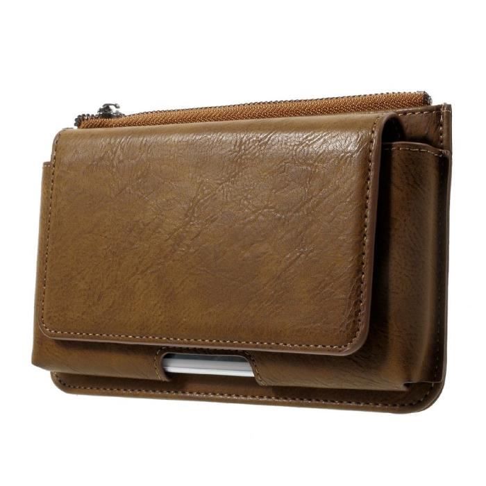Étui À Ceinture Horizontale - Leagoo - Z10 - Cuir Synthétique - Marron - 15,5 X 9,0 X 1,3 Cm