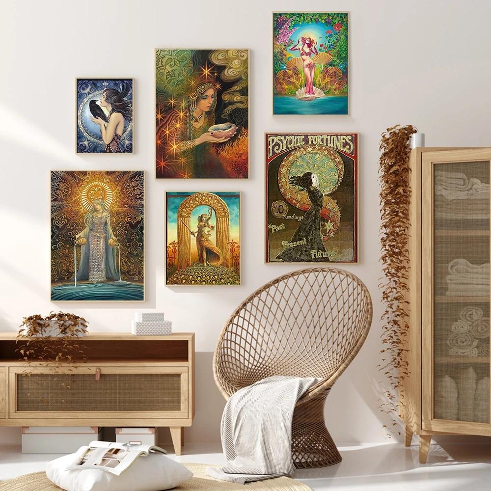Греческий миф, богиня, ведьма, языческий настенный художественный постер, психоделический богемный цыганский холст, картина с принтом, домашний декор для спальни