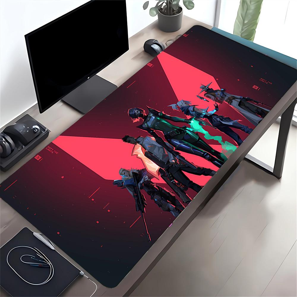 1pc Large Gaming Mouse Pad, UV Reactive Non-Slip Desk Mat, Washable PolyesterValorant, Agents, TeamworkComputer Pad with Vibrant Game Machin