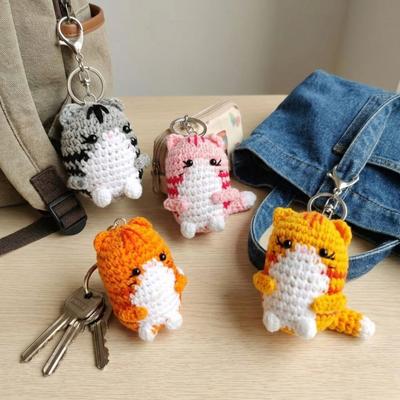 Handwoven Hand Cat Keychain DIY Crafts Cat Doll Pendant Cute Yarn Kitty Bag Charm For Bag Pendant