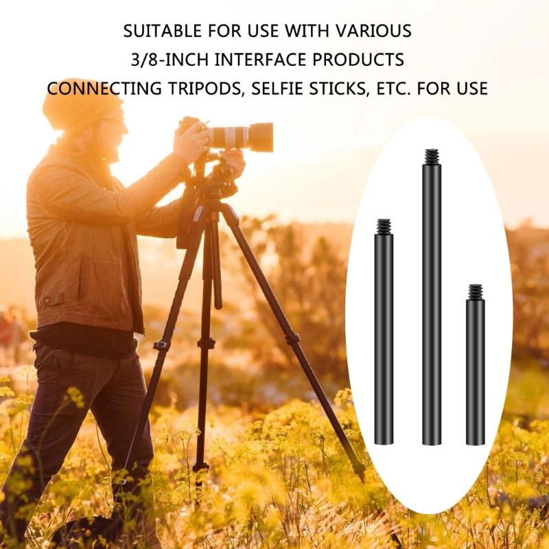 100mm/150mm/200mm 3/8 Screw Interfaces Extender Bar 12mm Diameter Connection Extension Rod for Camera Tripods