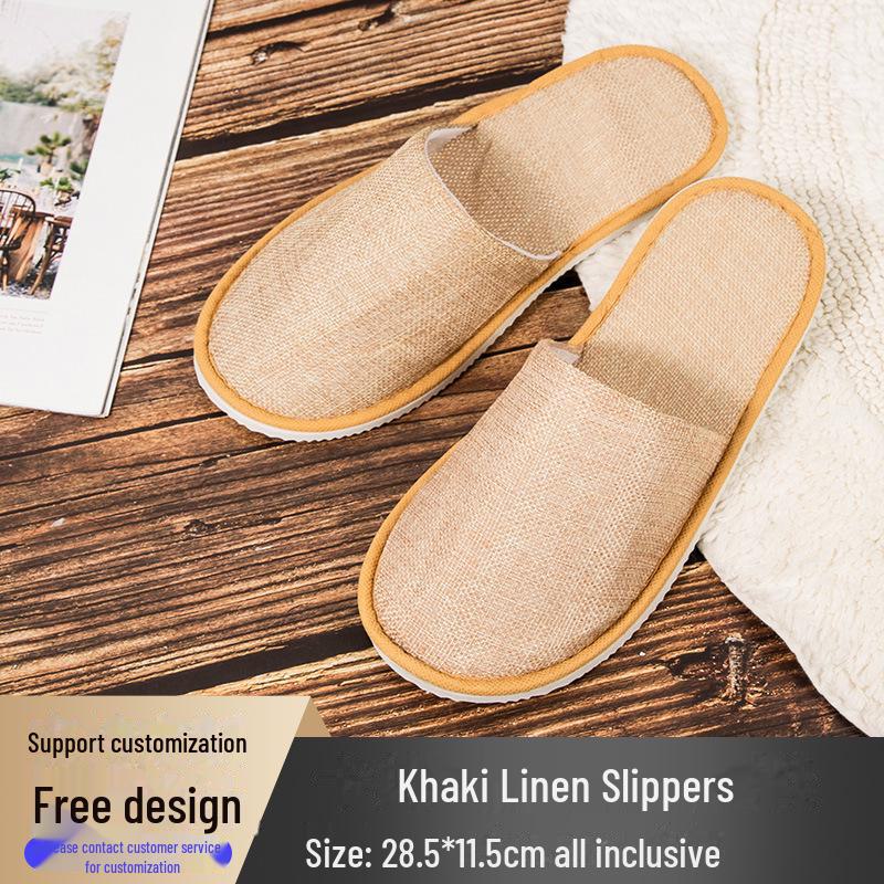 Четырехсезонные нескользящие тапочки из хлопка и льна для отелей и салонов красоты