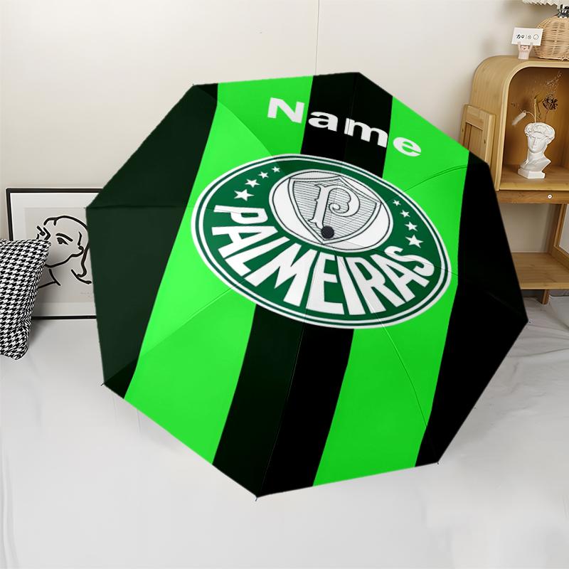 Автоматический зонт с индивидуальным именем, тематика Palmeiras, легкий и портативный, 8 спиц, идеально подходит для путешествий на свежем воздухе, дней рождения, Рождества, подарков.