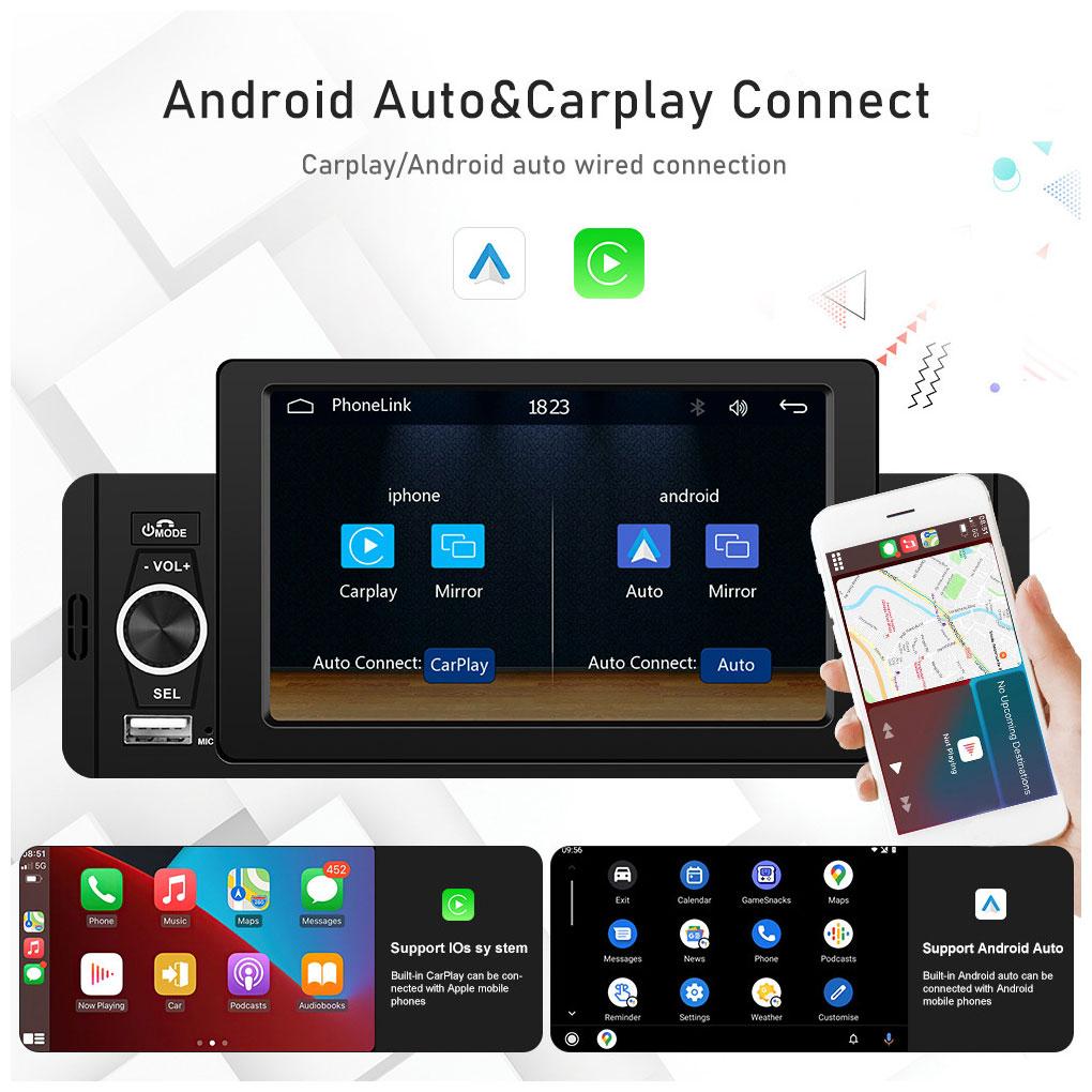 5-дюймовый HD беспроводной CarPlay 1Din видео мультимедиа MP5 плеер сенсорный экран стерео радио автомобильное радио автомобиль BT/FM/USB/AUX