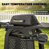 2 Burner Gas Grill with 2 Side Tables, 3.8 KW Barbecue Grill with Cast Iron Grates, 2-in-1 Tabletop BBQ with Wheels