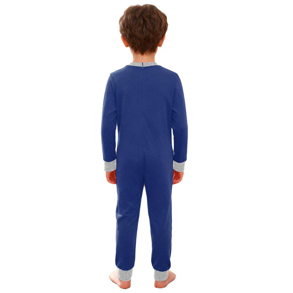 Унисекс Детский Адаптивный Комбинезон Круглый Вырез Длинный Рукав Анти-царапина на Спине Невидимая Молния Контрастный Цветной Карман Одежда