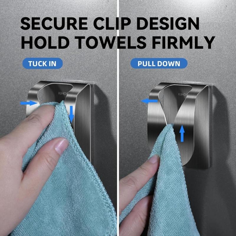 5Pcs Stainless Steel Towel Hook Simple Installation Strong Magnet Kitchen Towel Hanger for Small Spaces
