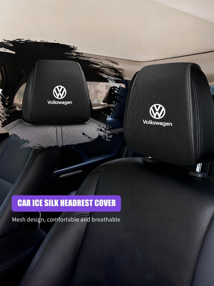Car Seat Ice Silk Headrest Pillow Case Storage Bag For Volkswagen VW GTI Scirocco Jetta Beetle Golf Passat Tiguan Sharan Touran Os5